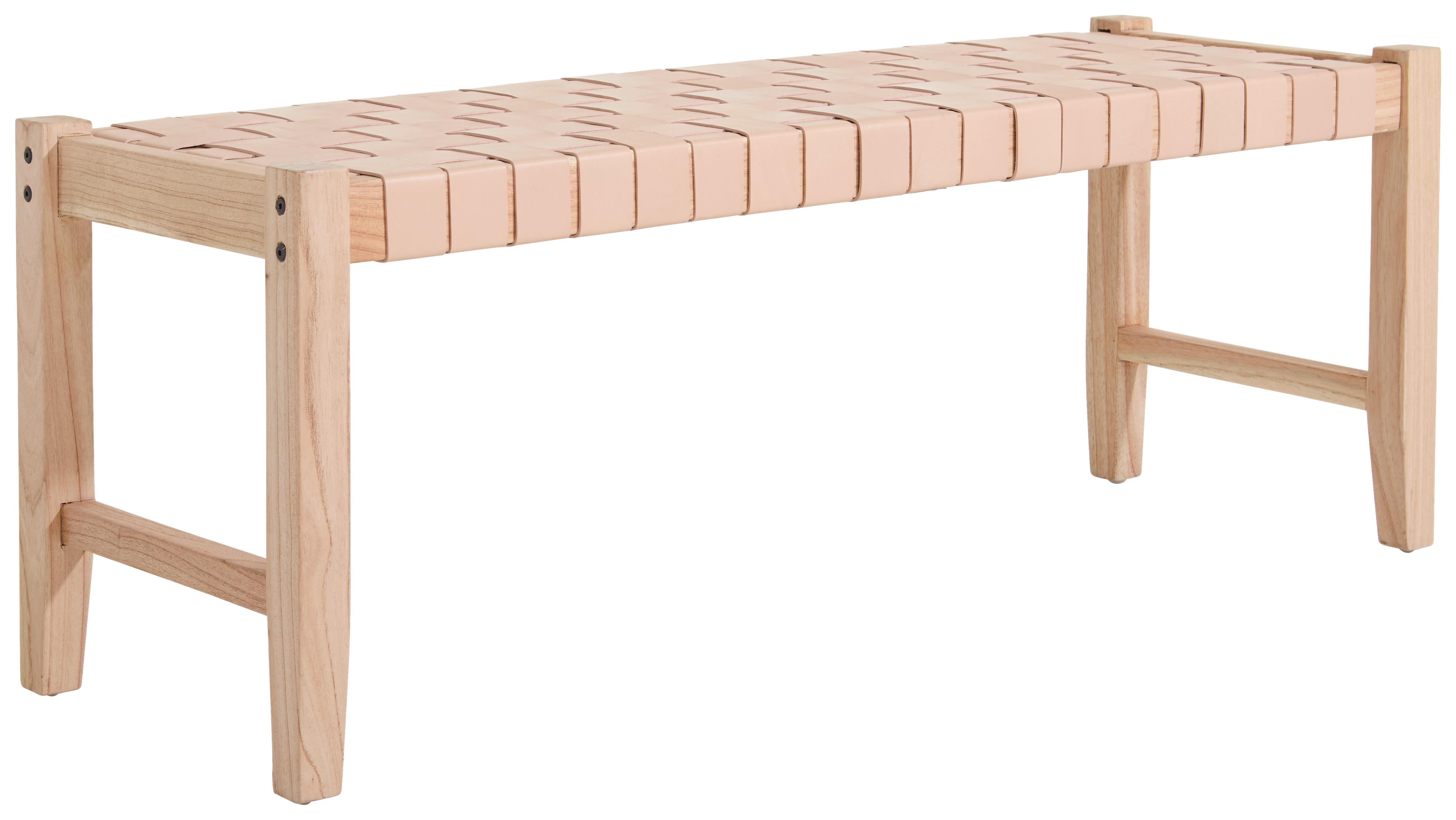 ŁAWKA SITZBANK - kolor orzechowy/kolor naturalny, Design, skóra/drewno (120/45/40cm) - Livetastic