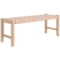ŁAWKA SITZBANK - kolor orzechowy/kolor naturalny, Design, skóra/drewno (120/45/40cm) - Livetastic