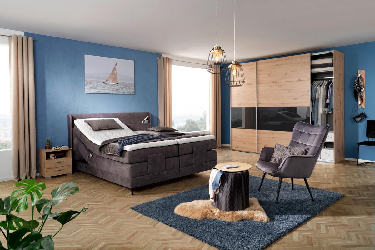 meuble de chevet in Eichefarben - couleur d'aluminium/chêne artisan, Konventionell, matière synthétique/matériau de bois (45/47/35cm) - Mömax