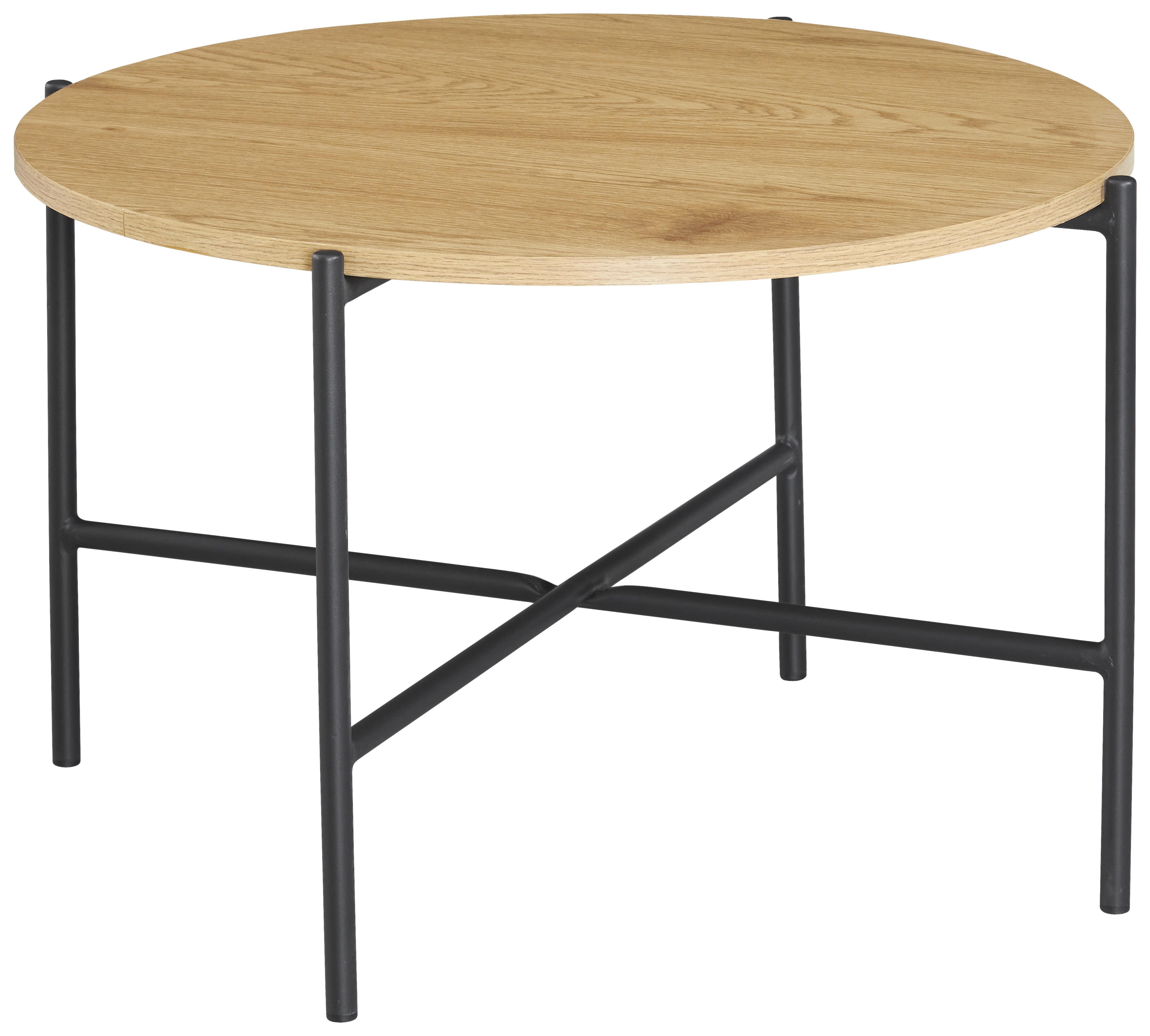 Klubska Miza Oslo - črna/barve hrasta, Konvencionalno, kovina/leseni material (60/40cm) - Mömax