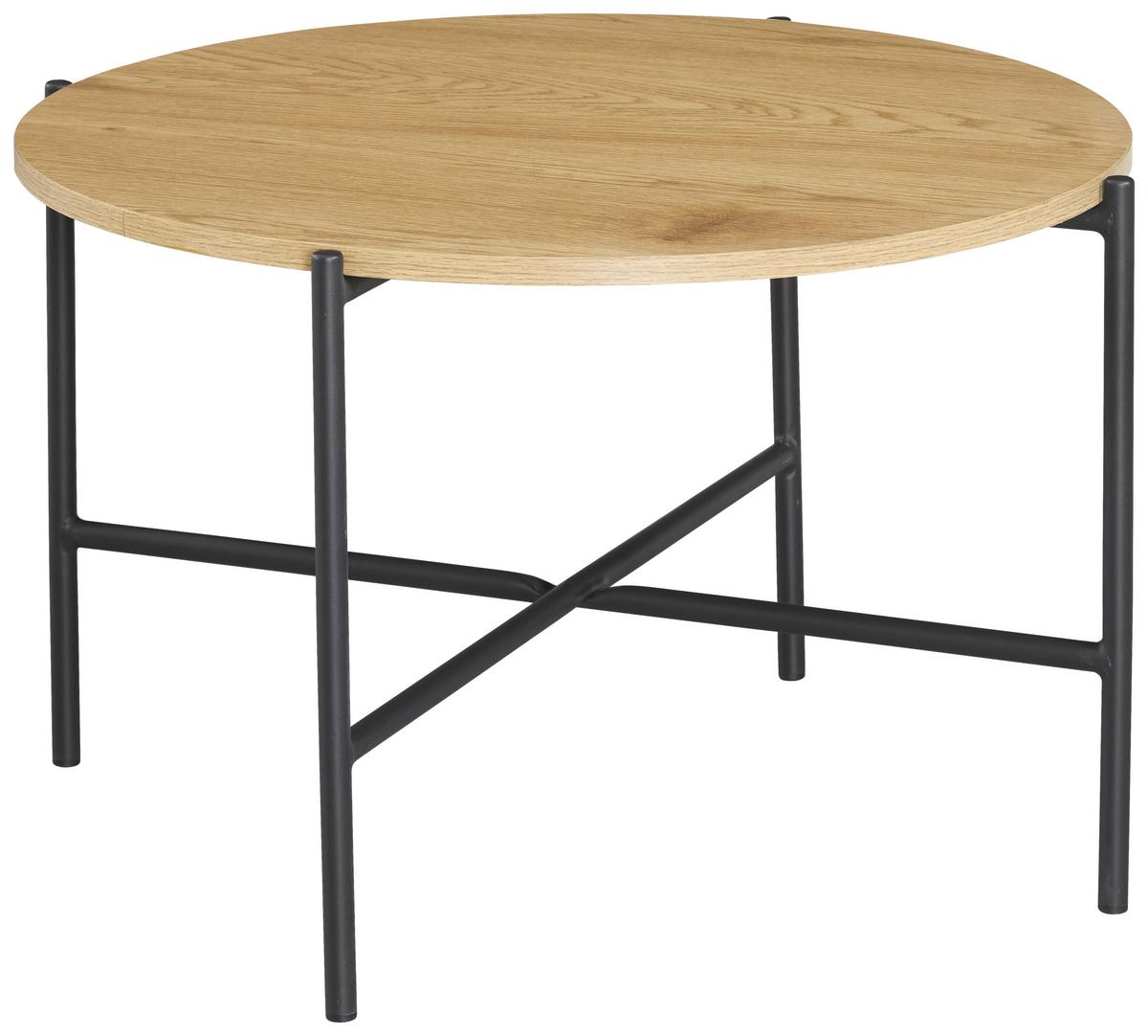 Klubska Miza Oslo - črna/barve hrasta, Konvencionalno, kovina/leseni material (60/40cm) - Mömax