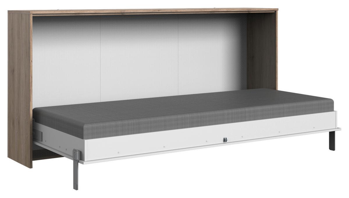 Klappbett Juist ca. 90x200 cm Weiß/Eiche - Eichefarben/Weiß, KONVENTIONELL, Holz/Holzwerkstoff (90/200cm) - MID.YOU
