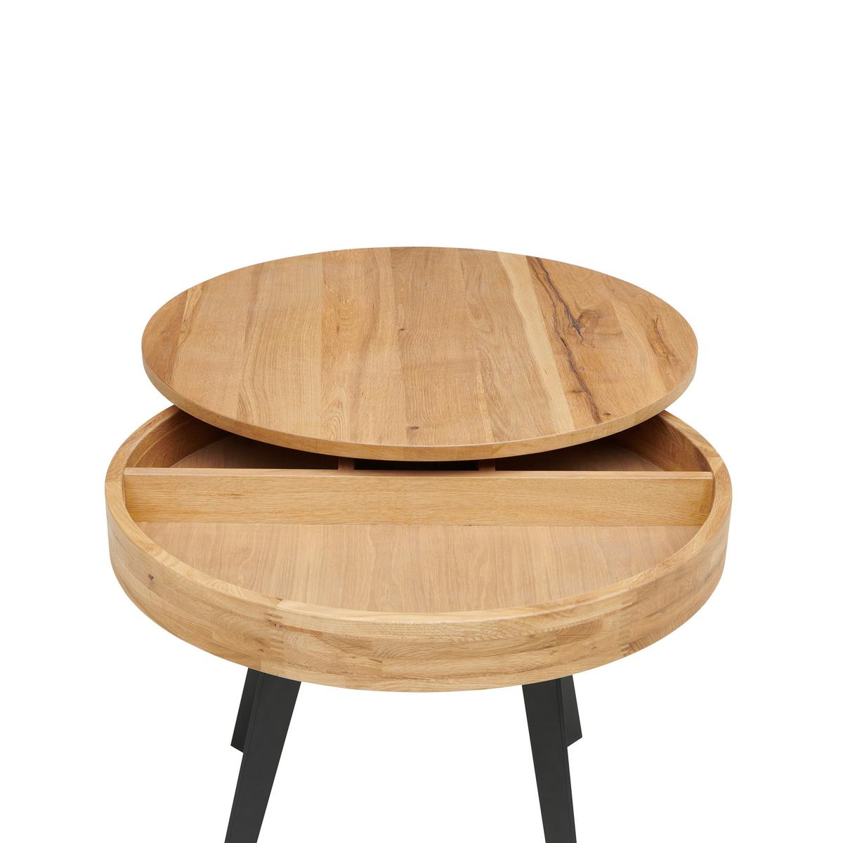 Klubska Miza Dallas, Barva Hrasta - črna/naravne barve, Moderno, kovina/leseni material (70/56cm) - Mömax