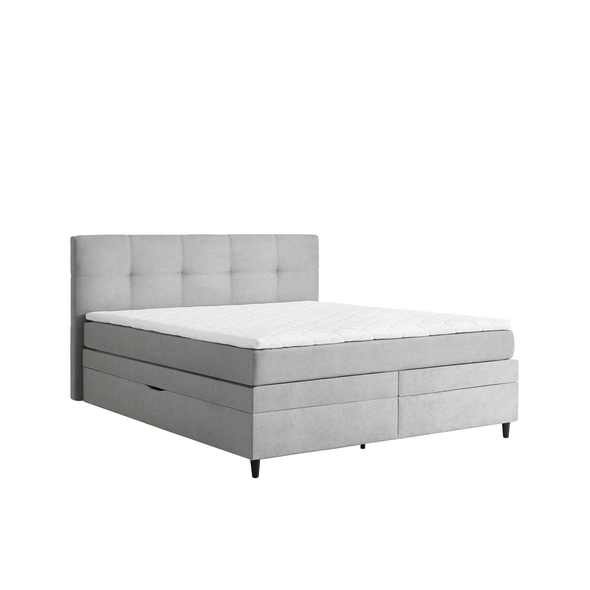Boxspringbett Miami in Grau ca. 180x200cm - Schwarz/Grau, KONVENTIONELL, Holz/Holzwerkstoff (180/200cm) - Mömax