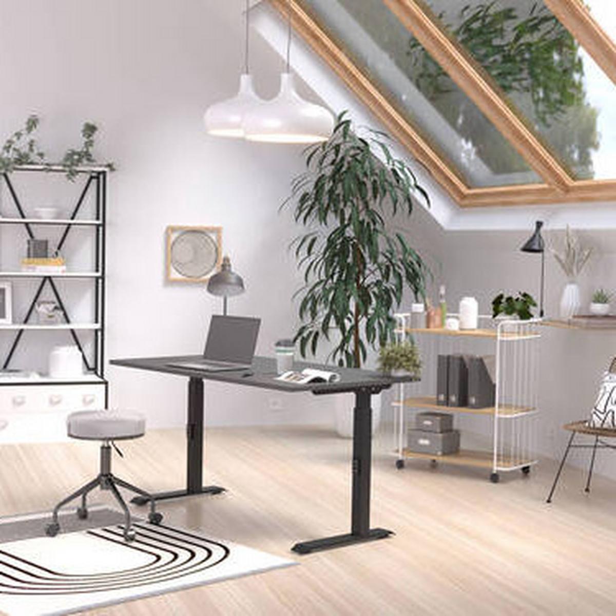 Schreibtisch Ribera in Schwarz/Graphitfarben - Graphitfarben/Schwarz, MODERN, Holzwerkstoff/Metall (140/68-91/80cm) - Premium Living