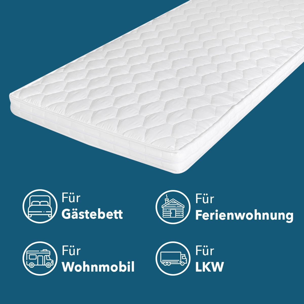 Kaltschaummatratze Caravan H2 ca. 90x190 cm - Weiß, Basics, Kunststoff/Textil (90/190cm) - P & B