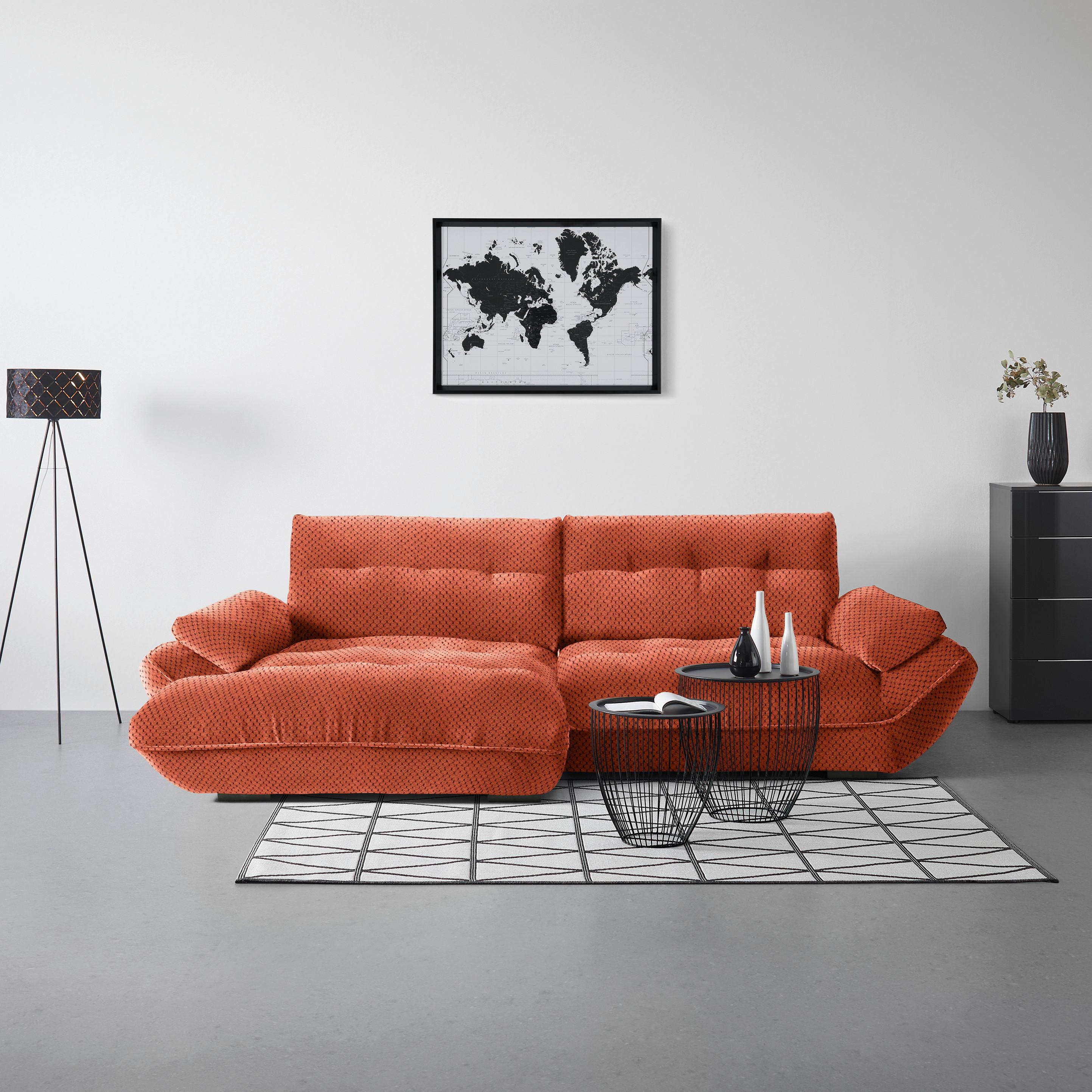 Wohnlandschaft Vivo Terracotta - Terracotta/Schwarz, MODERN, Kunststoff/Textil (179/63/317cm) - Premium Living