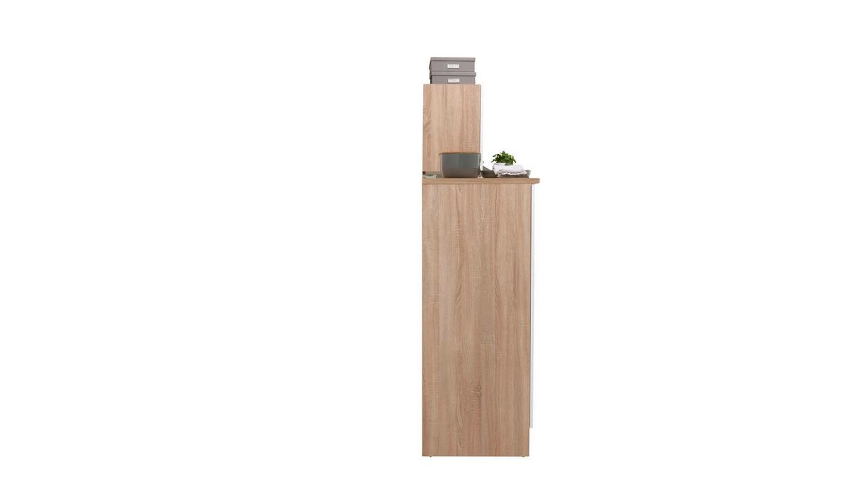 Küchenblock Economy mit Geräte Weiß/Eiche ca. B: 270 cm - Eichefarben/Weiß, Basics, Holzwerkstoff (270cm) - Respekta