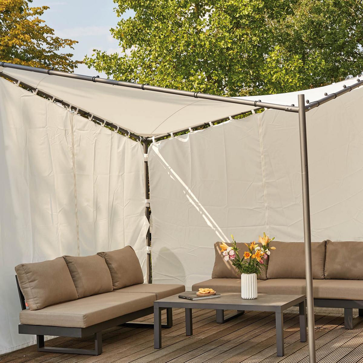Pavillon-Seitenteil Berlino B: 300 cm, 2-tlg. - Weiß, KONVENTIONELL, Textil (300/256cm) - Siena Garden