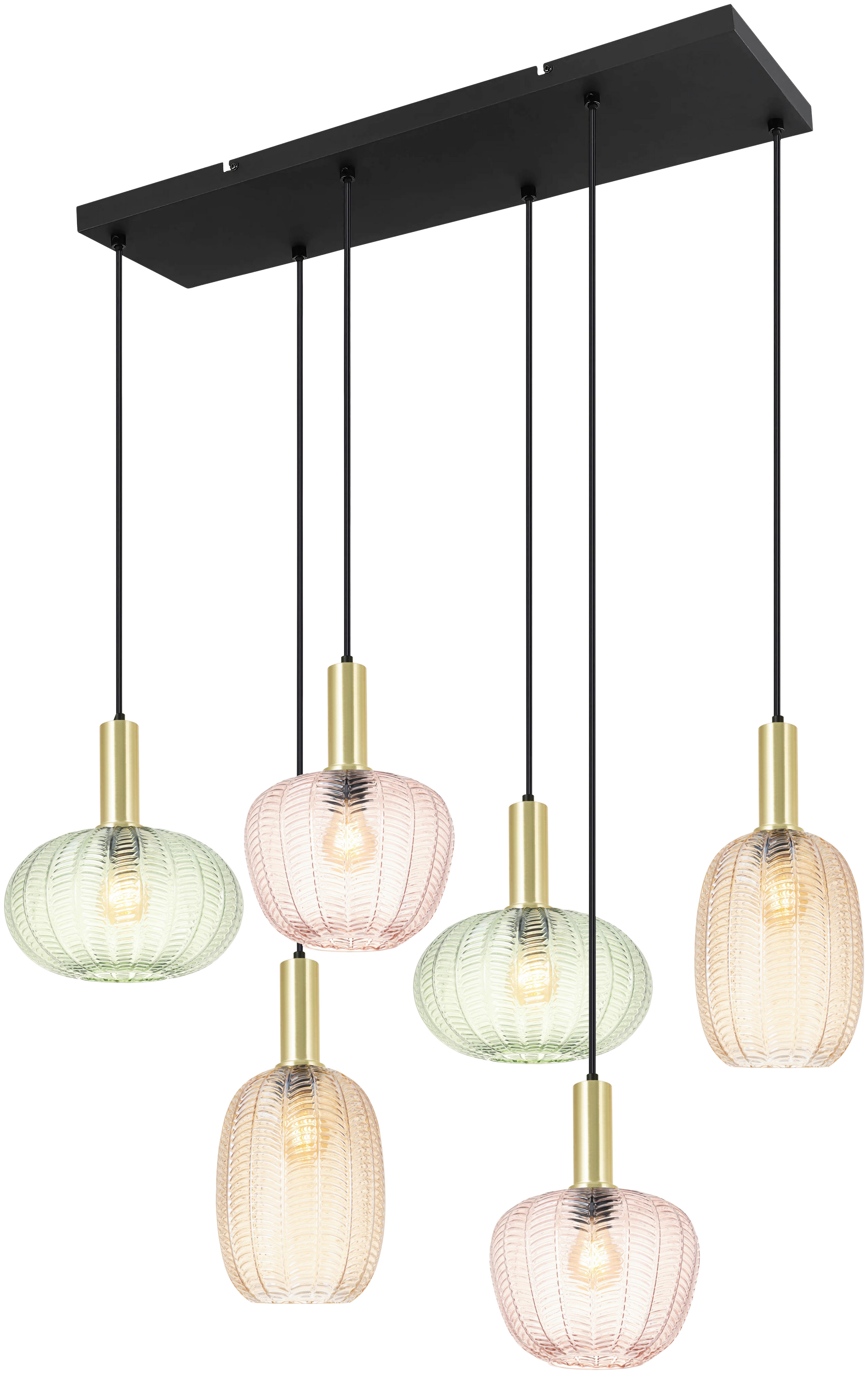HÄNGLAMPA BUNTI - pink/grön, Modern, metall/glas (119.5/46/120cm)