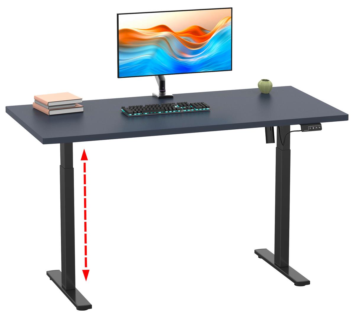 SCHREIBTISCH E-LONA - Anthrazit/Silberfarben, Design, Holzwerkstoff/Metall (110/71/80cm) - MID.YOU
