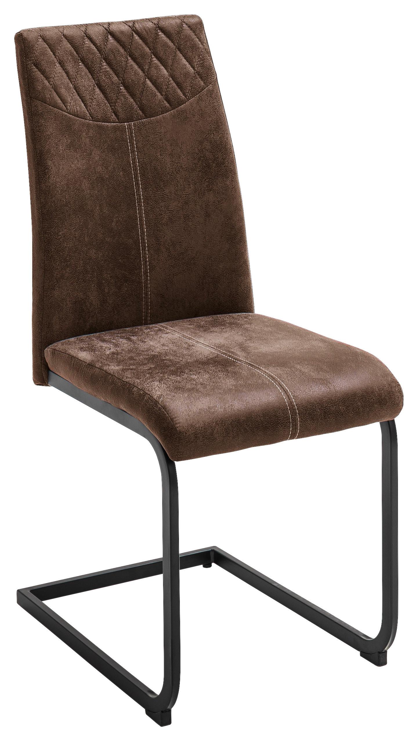 KRZESŁO NA PŁOZIE AOSTA    -TIME- - czarny/brązowy, Design, metal/tkanina (42/94/60cm) - Ti'me