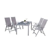 Vrtna Garnitura Taviano, 5-Delno, Aluminij, Steklo - srebrne barve/rjava, Romantika, kovina/steklo - Gardenson