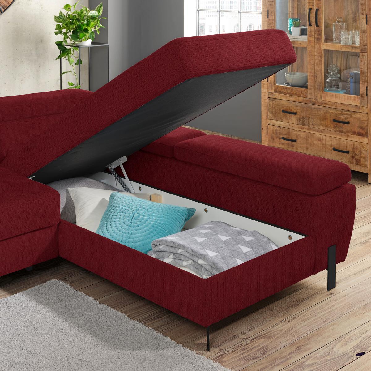 Kutna Garnitura Molina Mini - crna/boje crnog vina, Moderno, drvni materijal/drvo (277/189cm) - Mömax
