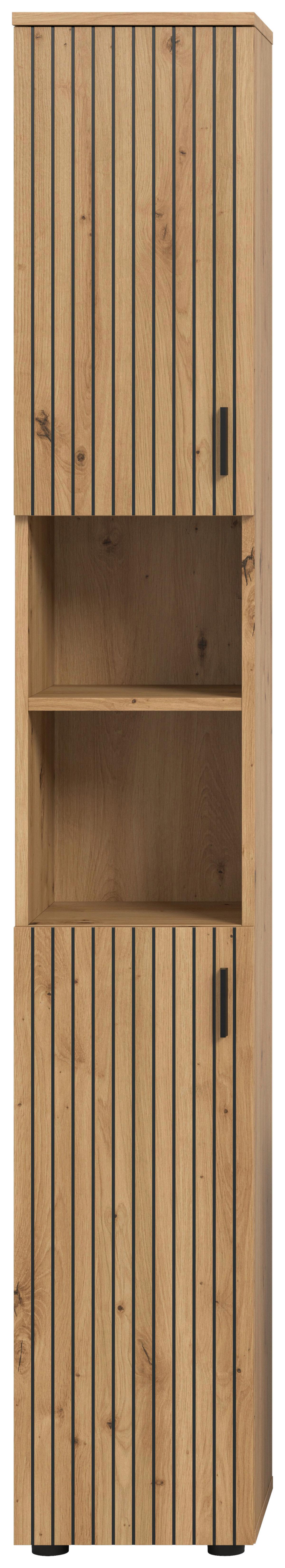 Visoka Omara Mone, Barva Hrasta - črna/hrast artisan, Basics, umetna masa/leseni material (30/192/30cm) - MID.YOU