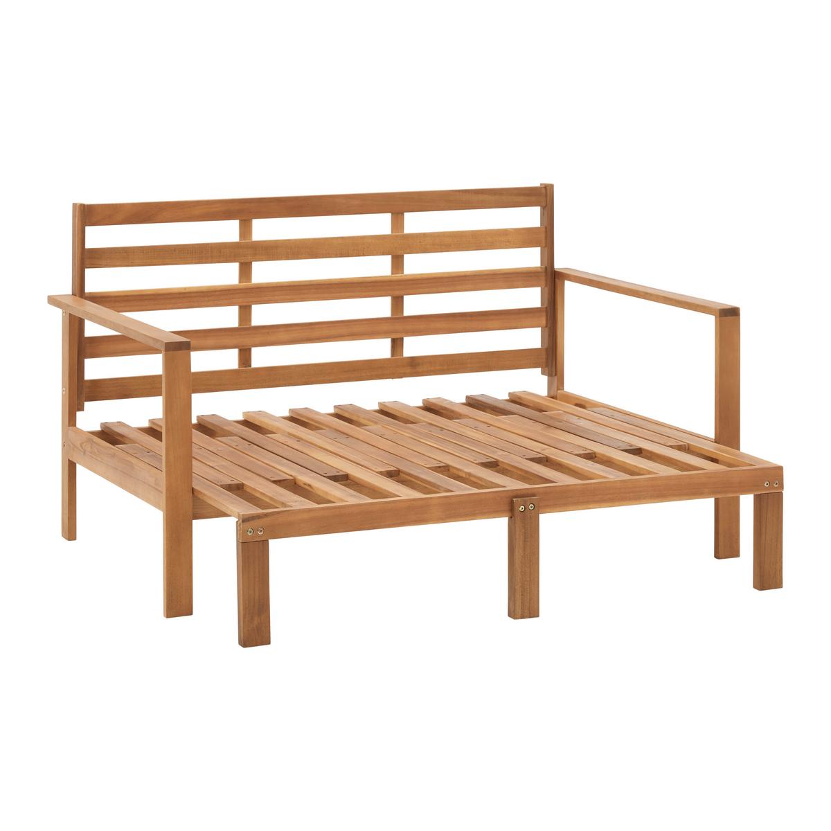 Gartenliege Pia Naturfarben Akazie/Outdoorstoff - Naturfarben, MODERN, Holz/Textil (130/75/80-130cm) - Bessagi Garden