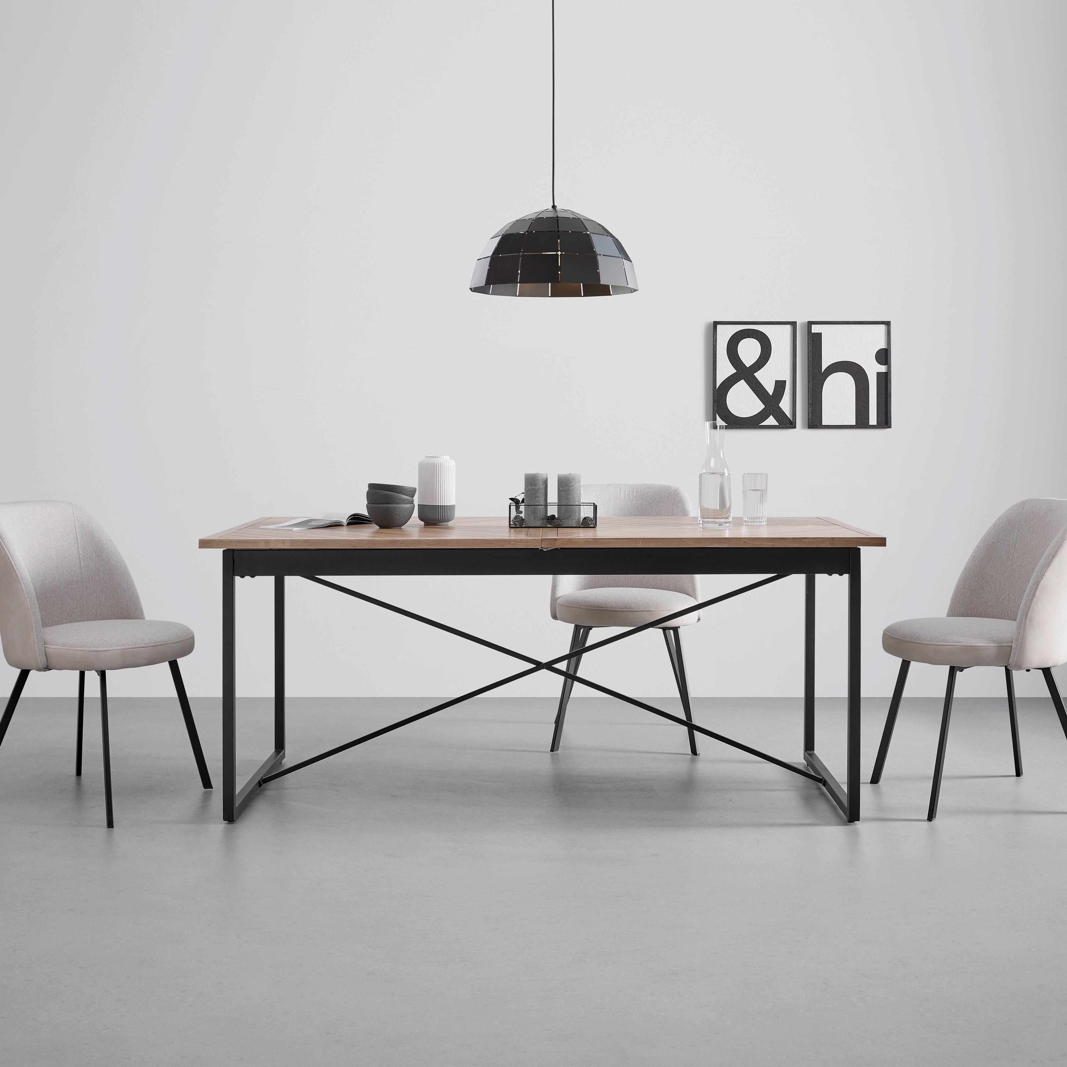 Kihúzható Asztal Catalina - Tölgyfa/Fekete, modern, Faalapú anyag/Fa (180-240/76/90cm) - Bessagi Home
