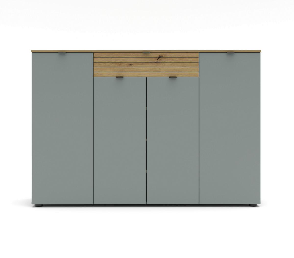 Sideboard Bahia-M Grün/Eiche Artisan - Schwarz/Eiche Artisan, MODERN, Holzwerkstoff (150/101/39cm) - Mömax