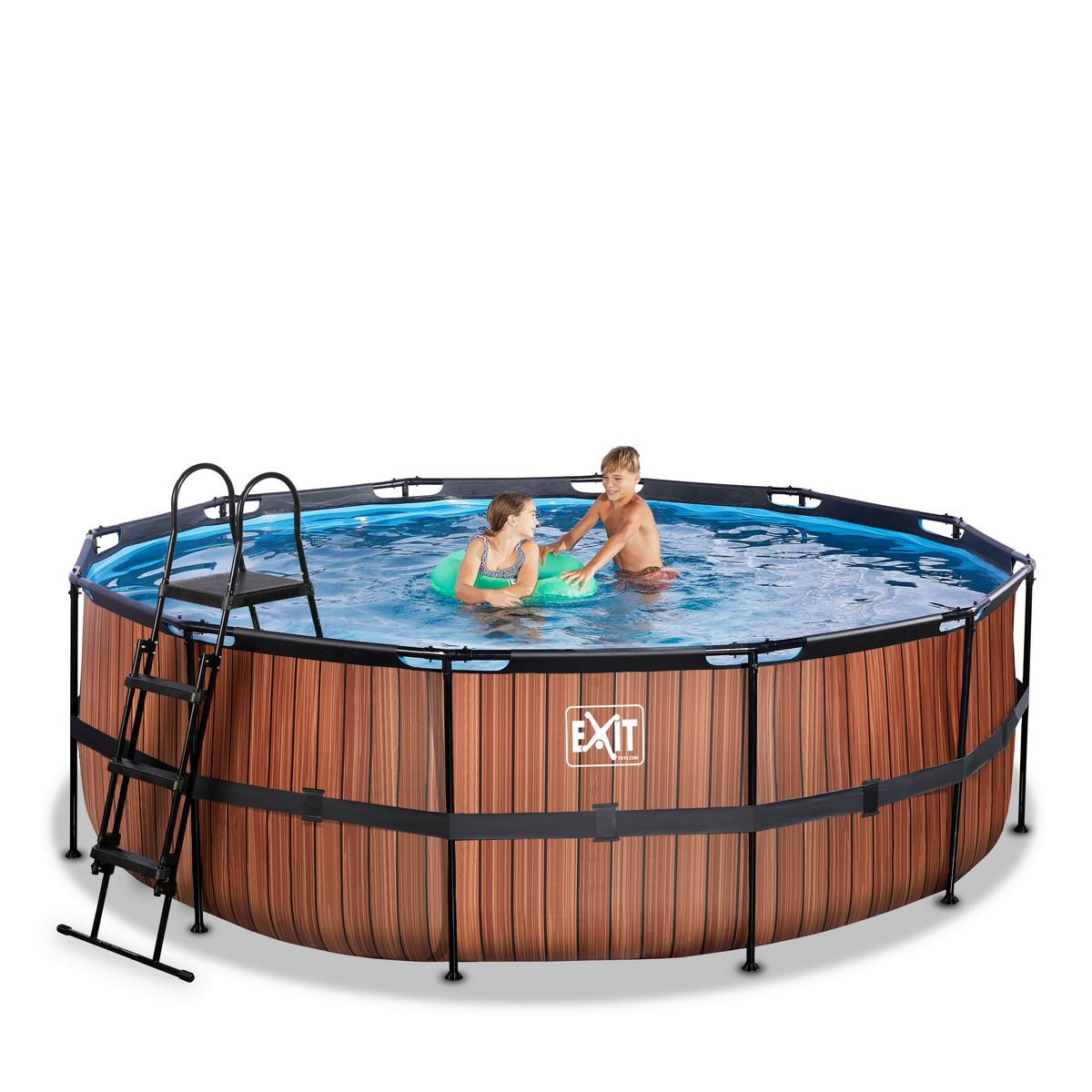 Bazen Exit Wood Pool, Črpalka S Peščenim Filtrom, Ø 427cm - rjava, Konvencionalno, kovina (427/122cm) - EXIT Toys