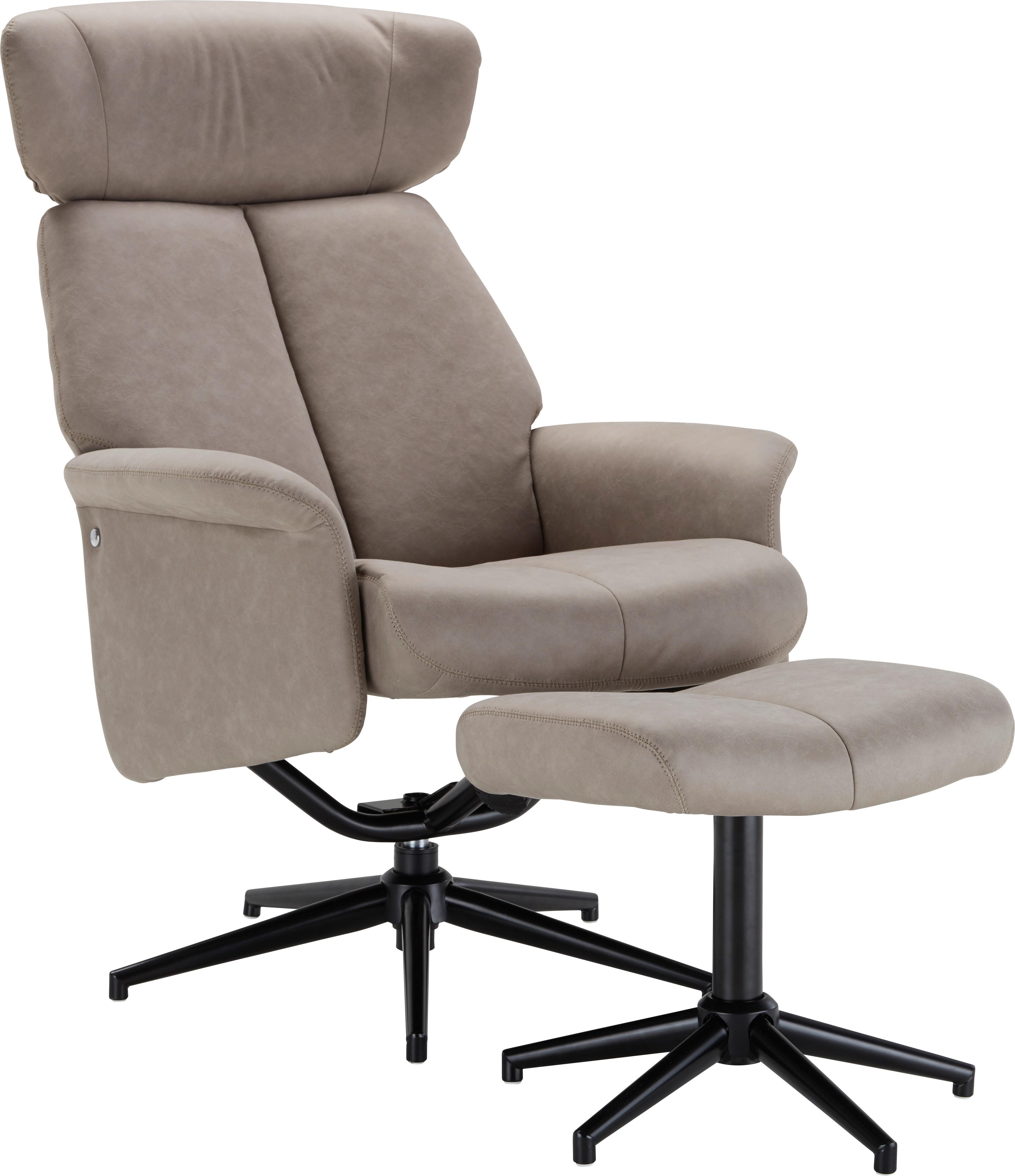 Relaxsessel in Braun mit Hocker - Schwarz/Braun, Modern, Kunststoff/Textil (76/97-109/76-107cm) - Modern Living