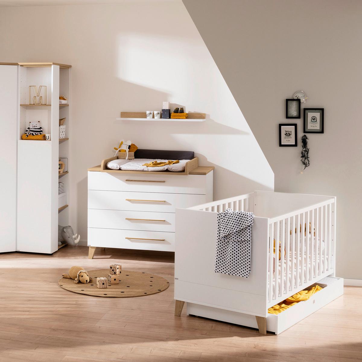 ŁÓŻKO SZCZEBELKOWE 1359004 OSCAR - kolor dębowy/biały, Basics, materiał drewnopochodny (145,4/76,2/83,3cm) - Paidi