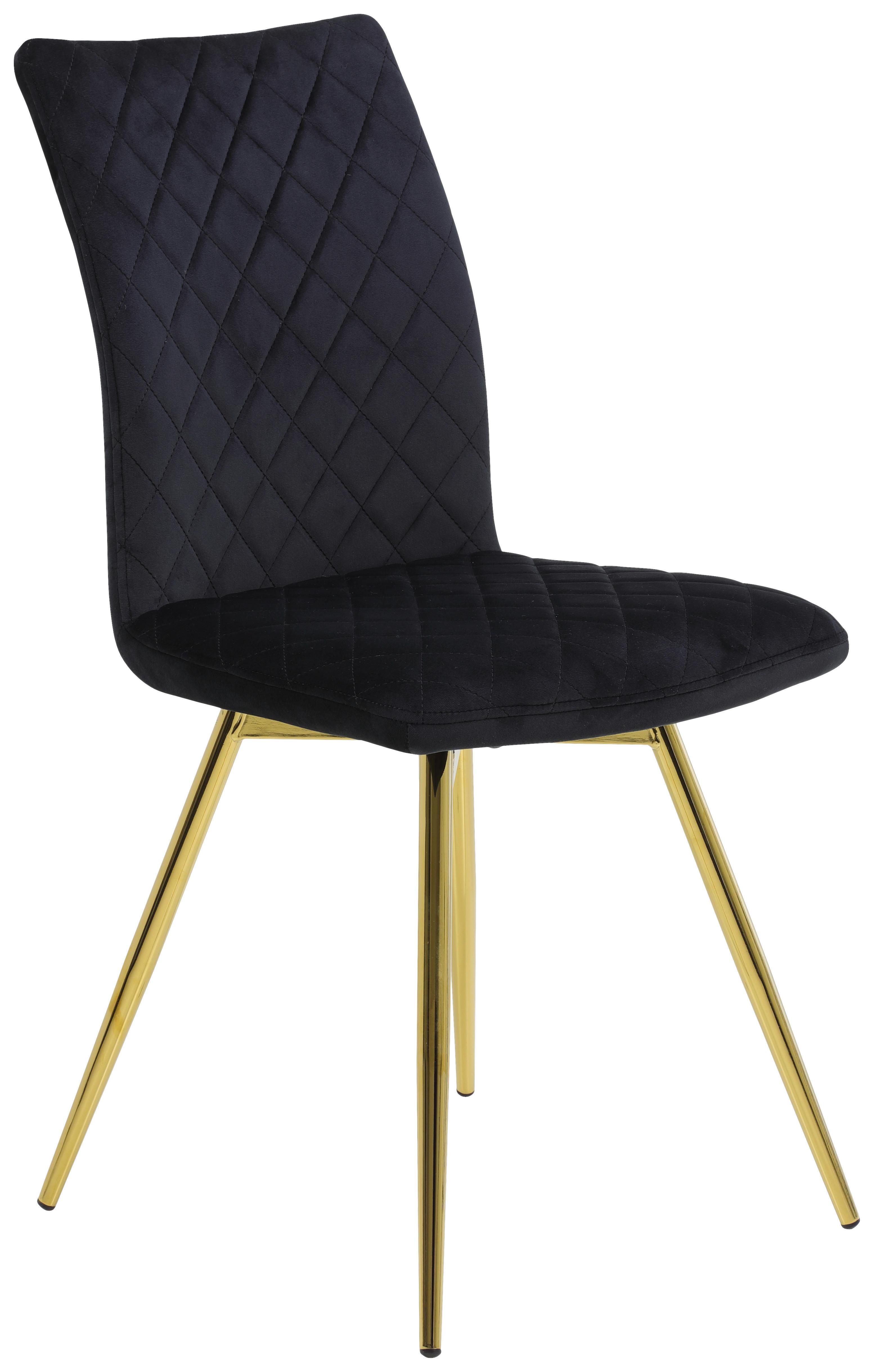 Stol Selena S, Črna, Zlata, Žamet - zlate barve/črna, Konvencionalno, kovina/tekstil (45/90/57cm) - Mömax