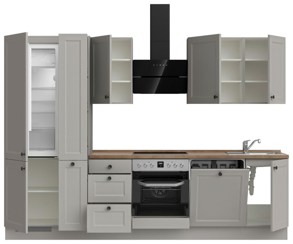Küchenblock Cascada High m. Geräten Grau - Eiche dunkel/Schwarz, MODERN, Holzwerkstoff/Metall (300cm) - Nobilia
