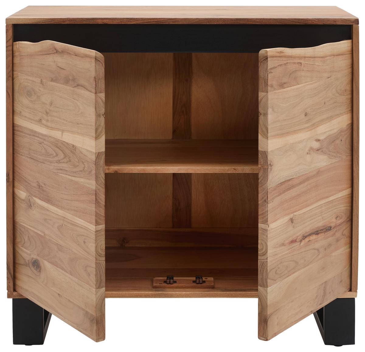 KOMODA SZEROKA SIDEBOARD - kolor akacjowy/czarny, Design, metal/drewno (85/80/40cm) - Livetastic