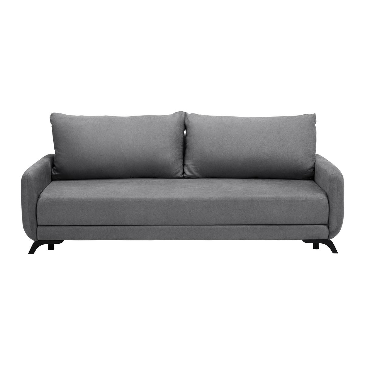 SOFA Z FUNKCJĄ SPANIA OLIVER - czarny/szary, Modern, drewno/tkanina (220/74/93cm) - Bessagi Home