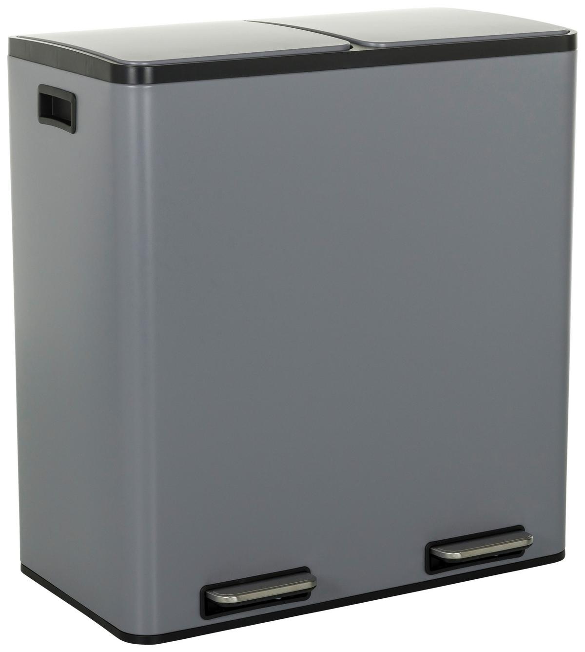 Abfallsammler Clean Grau ca. 58,5x62x32cm - Schwarz/Grau, MODERN, Kunststoff/Metall (58,5/62/32cm) - MID.YOU