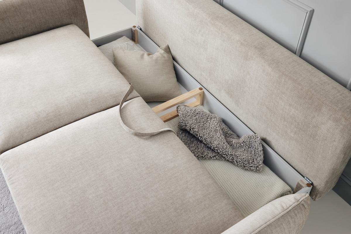 Zofa Mido, Bež, Ležišče - črna/bež, Moderno, kovina/tekstil (224/89/109cm) - Mömax