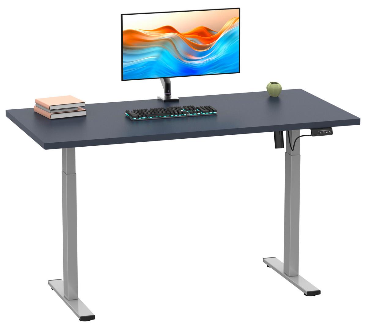 SCHREIBTISCH E-LONA - Anthrazit/Silberfarben, Design, Holzwerkstoff/Metall (140/71/80cm) - MID.YOU