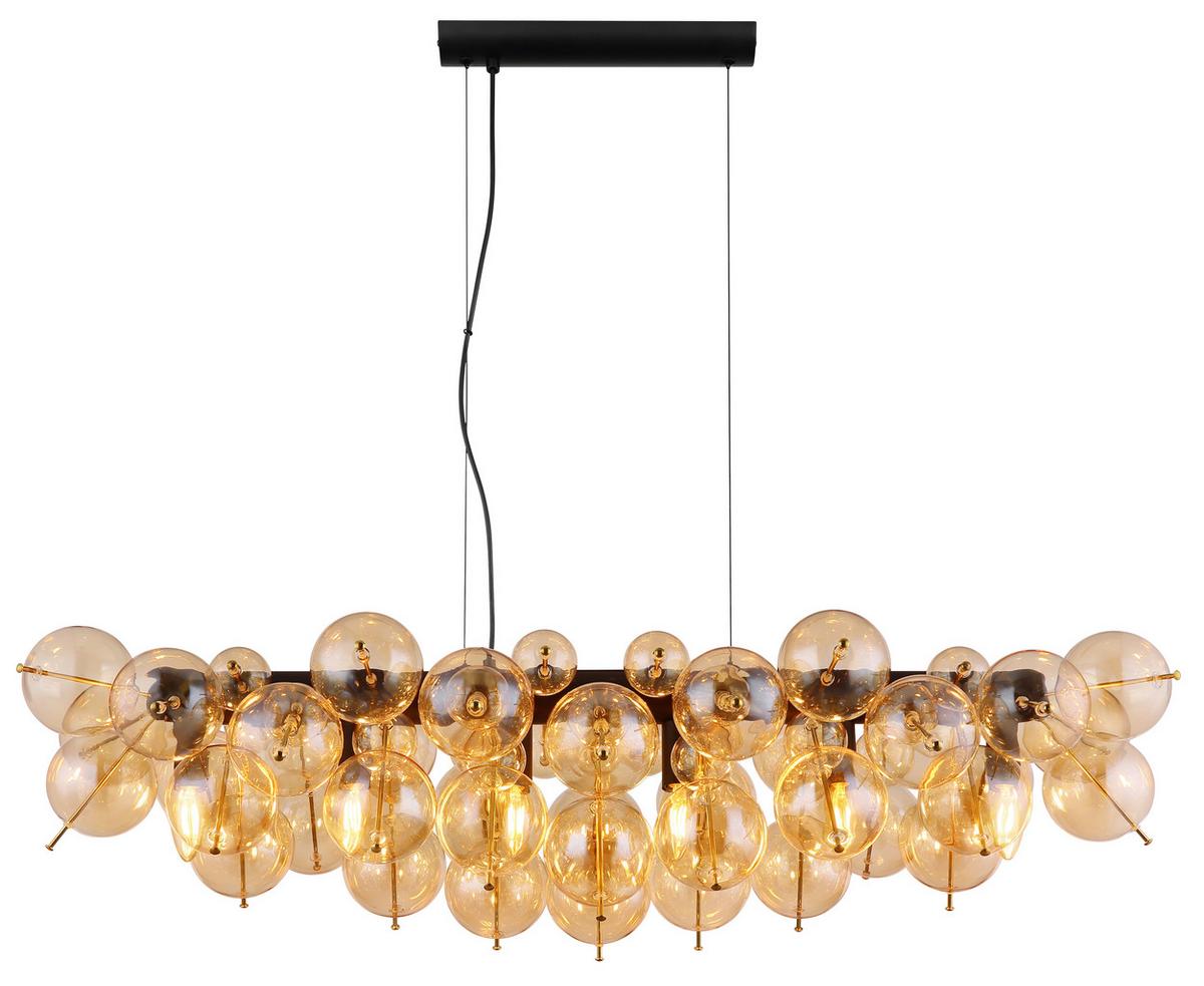 Hängeleuchte Udo Schwarz/Gold max. 25 Watt - Goldfarben/Schwarz, Design, Glas/Metall (103/47/120cm) - Globo