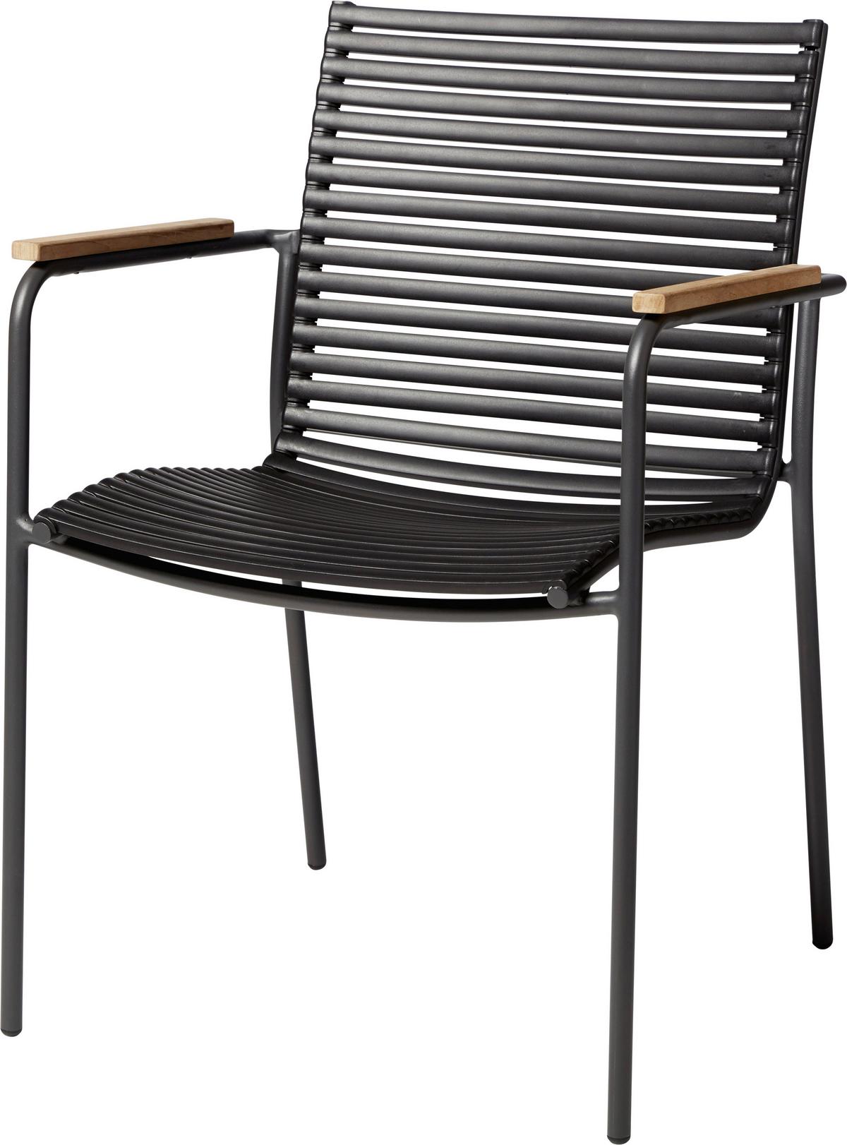 Stapelstuhl Mood Classic Anthrazit/Teakholz - Anthrazit/Schwarz, KONVENTIONELL, Holz/Kunststoff (60/84/56cm) - Gardenson