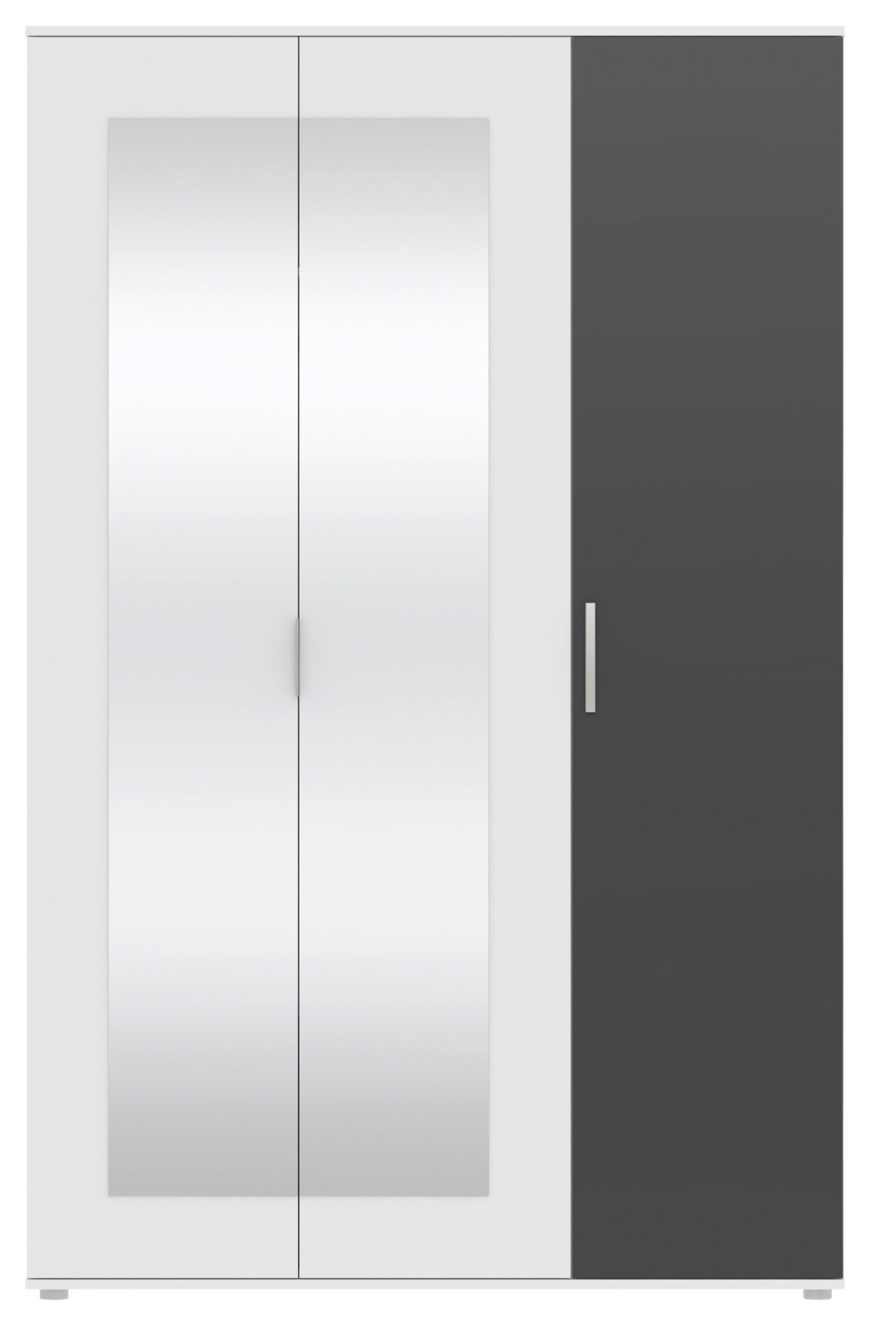 Drehtürenschrank Jan Anthrazit/Weiß - Chromfarben/Anthrazit, KONVENTIONELL, Glas/Holzwerkstoff (135/210/52cm) - Mömax
