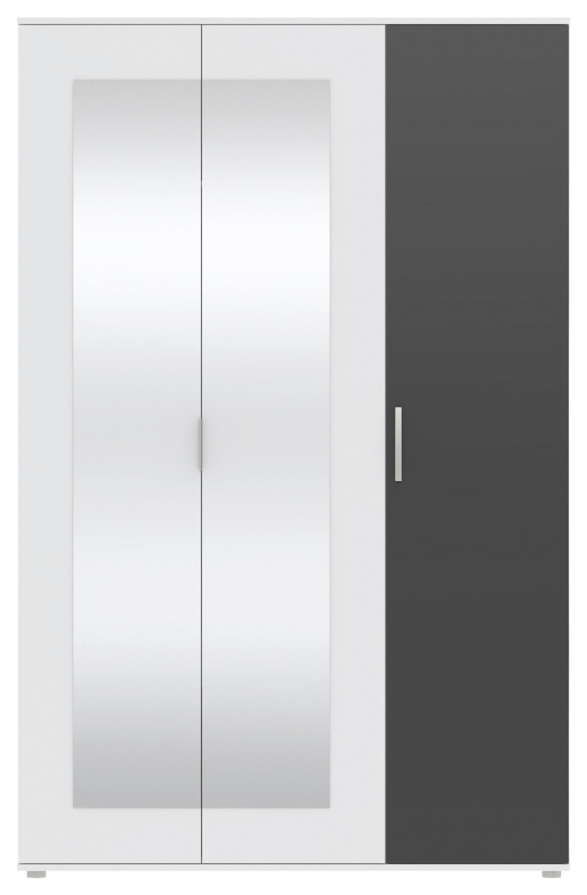 Drehtürenschrank Jan Anthrazit/Weiß - Chromfarben/Anthrazit, KONVENTIONELL, Glas/Holzwerkstoff (135/210/52cm) - Mömax