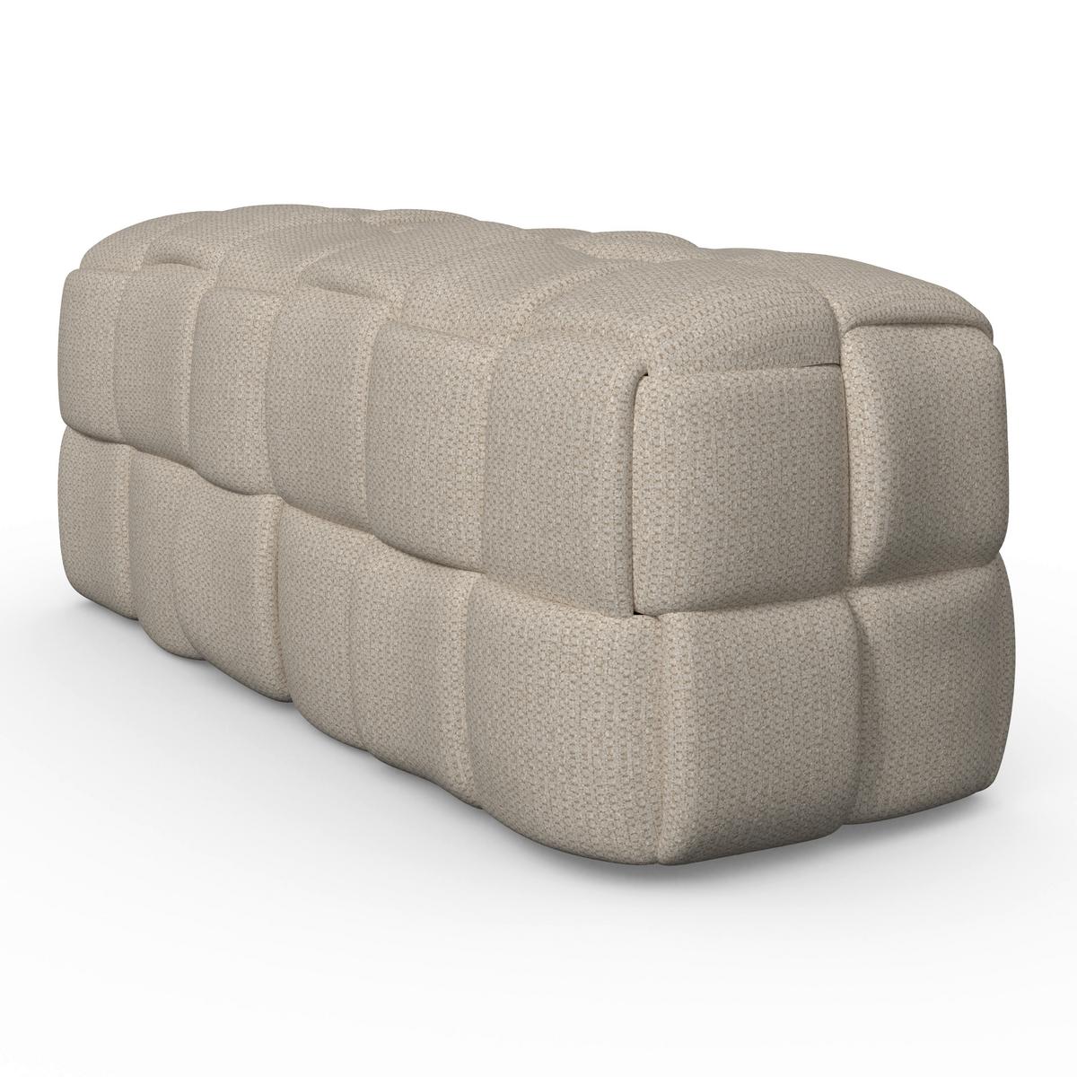 Bettbank Ella Bouclé Beige - Creme/Schwarz, MODERN, Holz/Kunststoff (110/45/45cm) - Bessagi Home