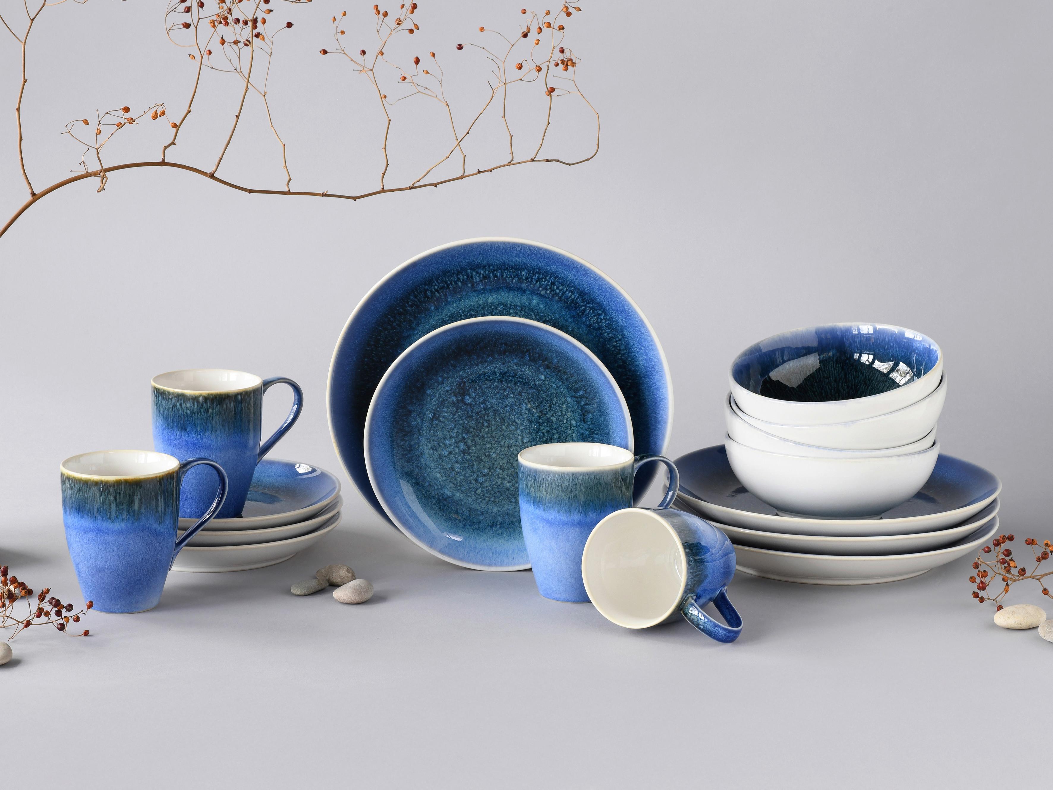 Kombinirani Servis Caldera Blau, 16-Delni - modra/bela, Basics, keramika - Creatable