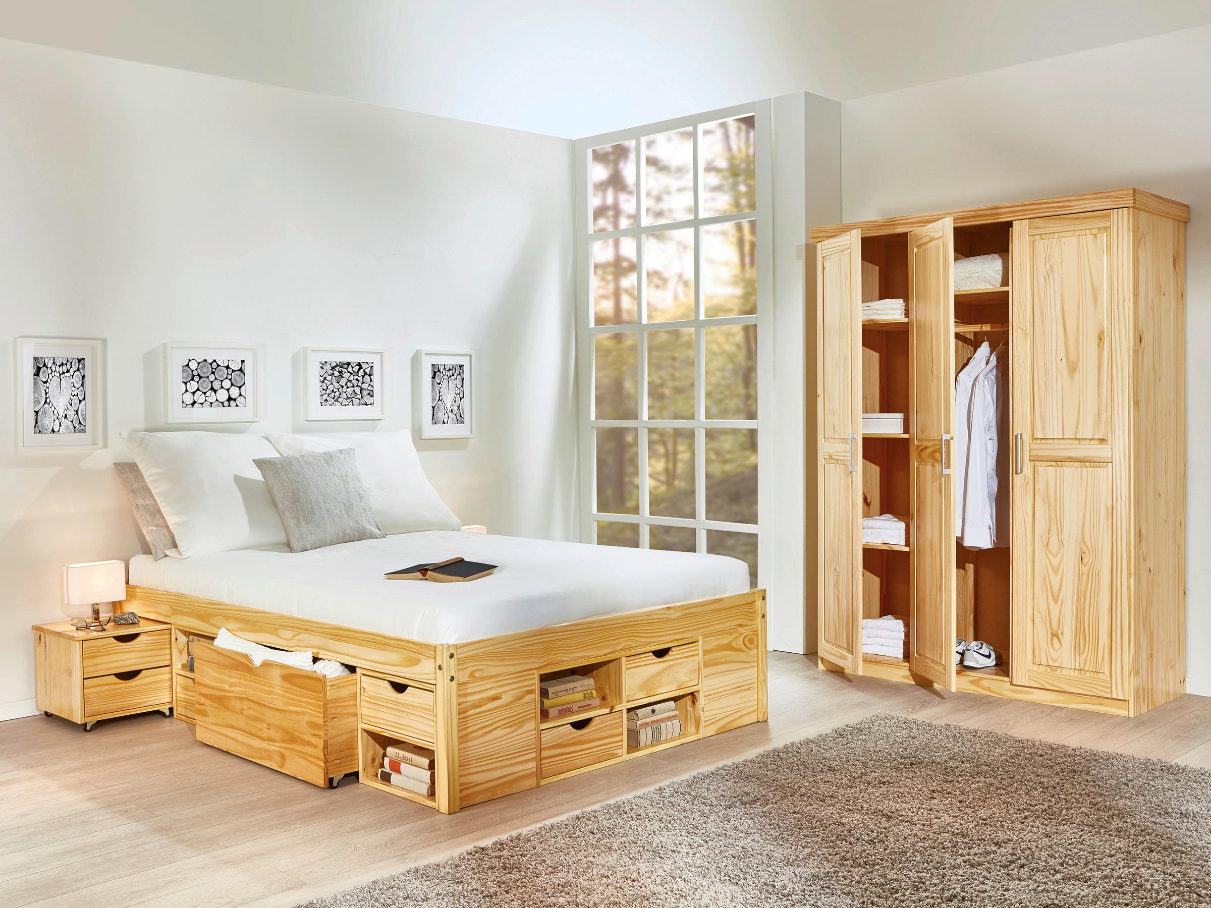 Stauraumbett Claas Kiefer - Naturfarben, Basics, Holz (140/200cm) - MID.YOU