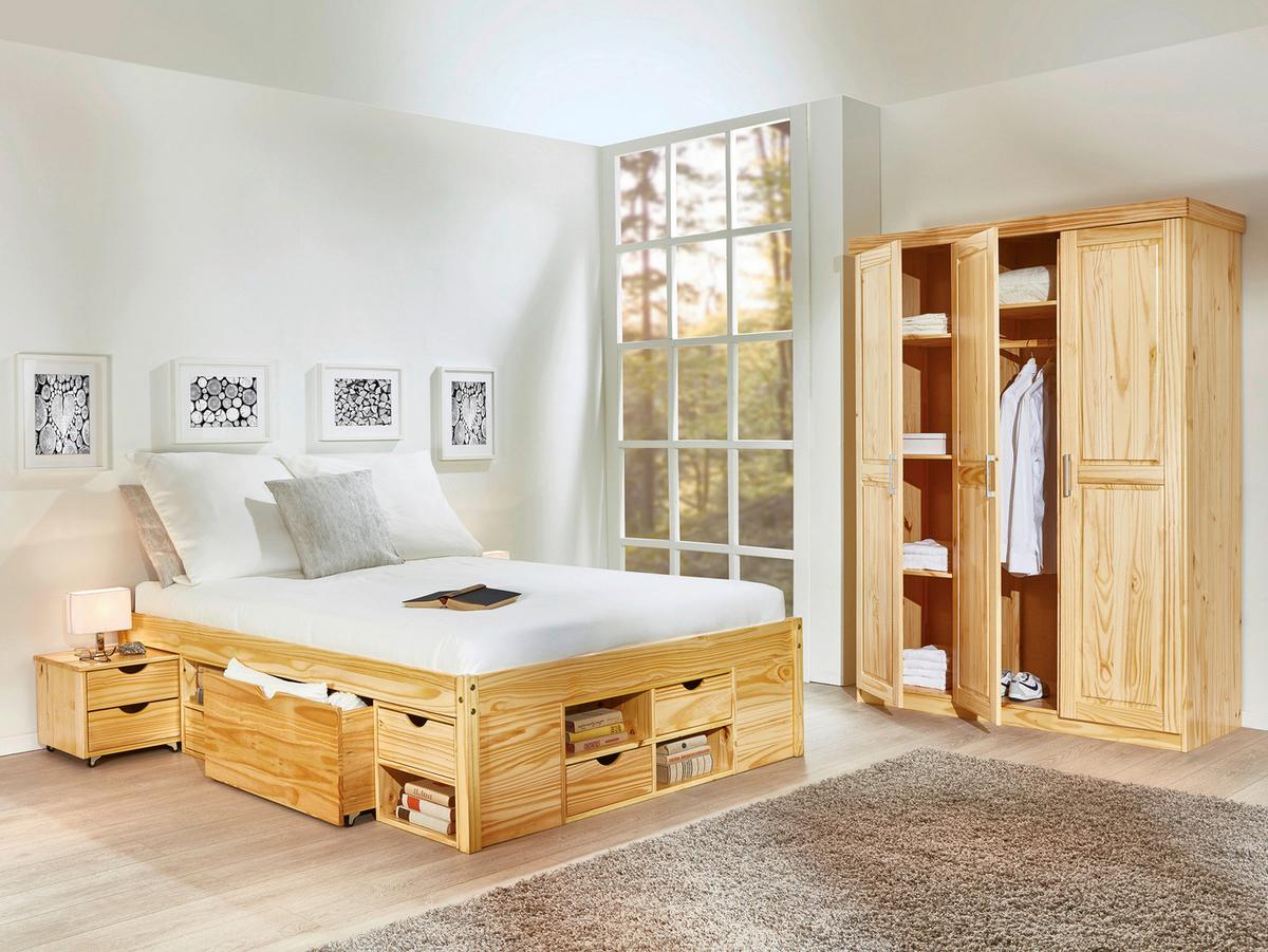 Stauraumbett Claas Kiefer - Naturfarben, Basics, Holz (140/200cm) - MID.YOU