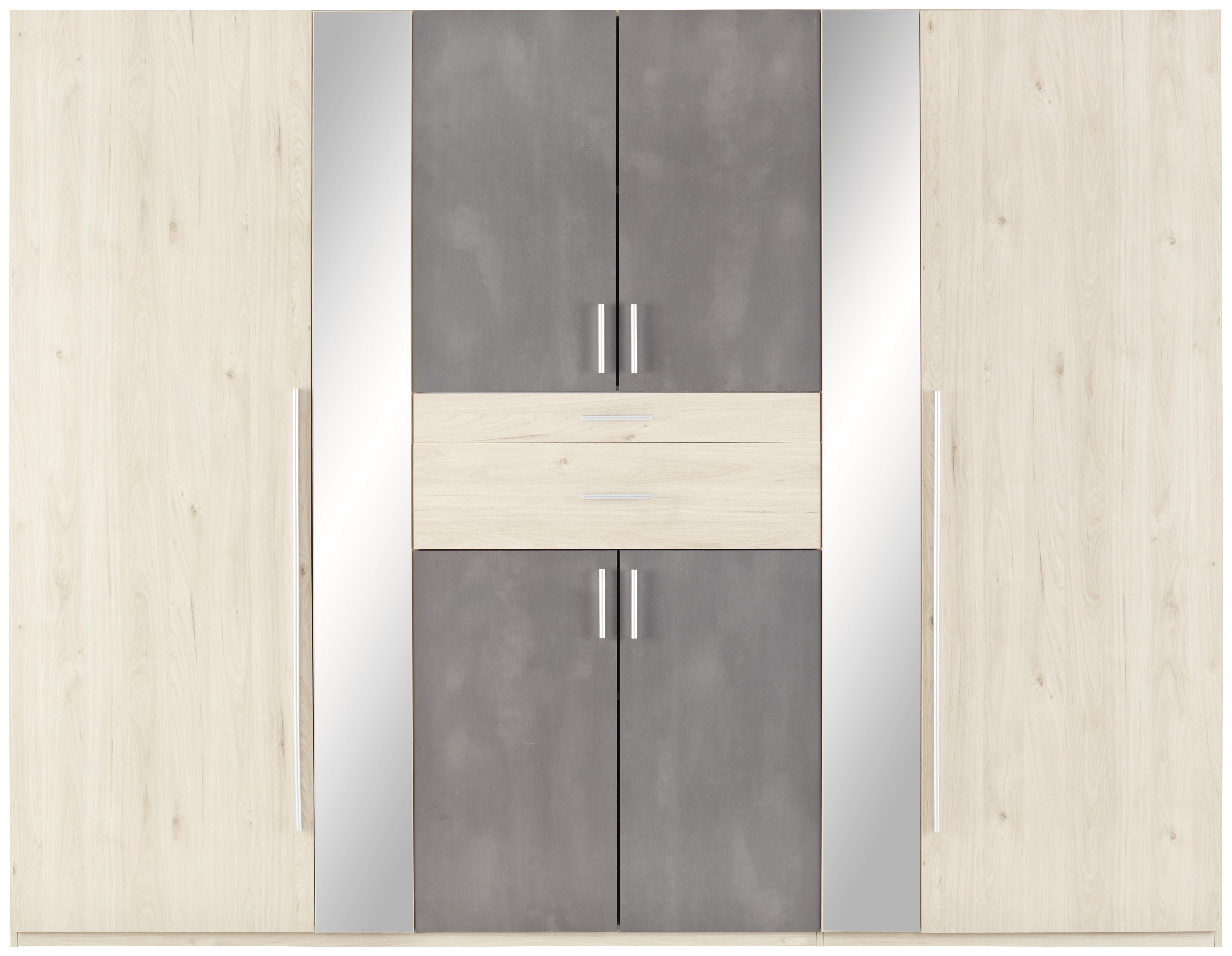 Omara S Klasičnimi Vrati Odessa, Hrast, Siva - opečnato rjava/barve hrasta, Konvencionalno, kovina/leseni material (270/208/58cm) - Mömax