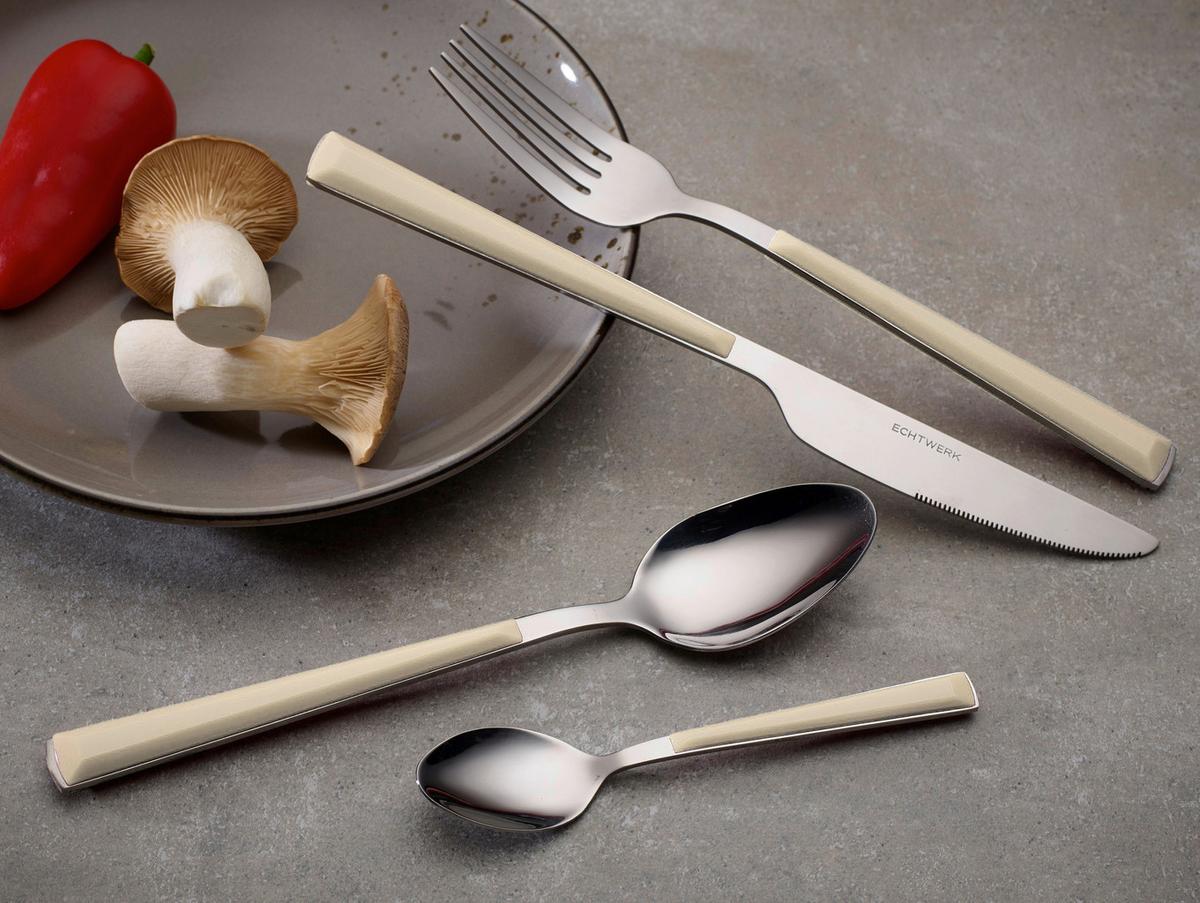 Besteckset Basic Creme/Silber 16-teilig - Silberfarben/Creme, Basics, Metall - Echtwerk