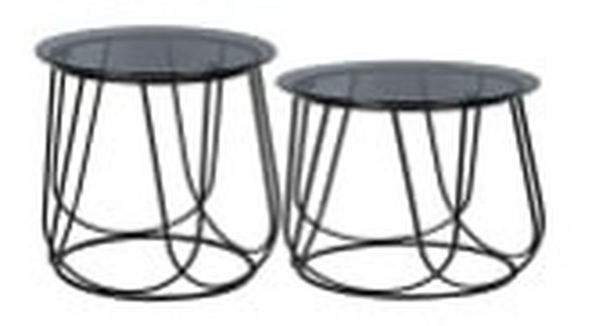 Măsuță de cafea FLOWER - negru, Modern, sticlă/metal (60/50/41/45/60/50cm) - Modern Living