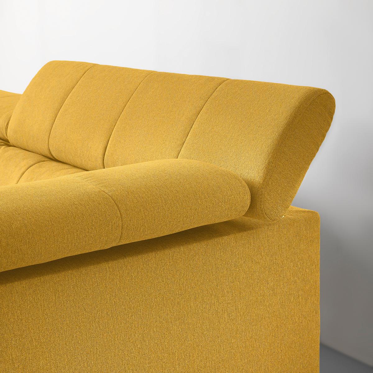 Wohnlandschaft Alberto Senfgelb - Senfgelb/Schwarz, MODERN, Textil/Metall (296/201cm) - Mömax