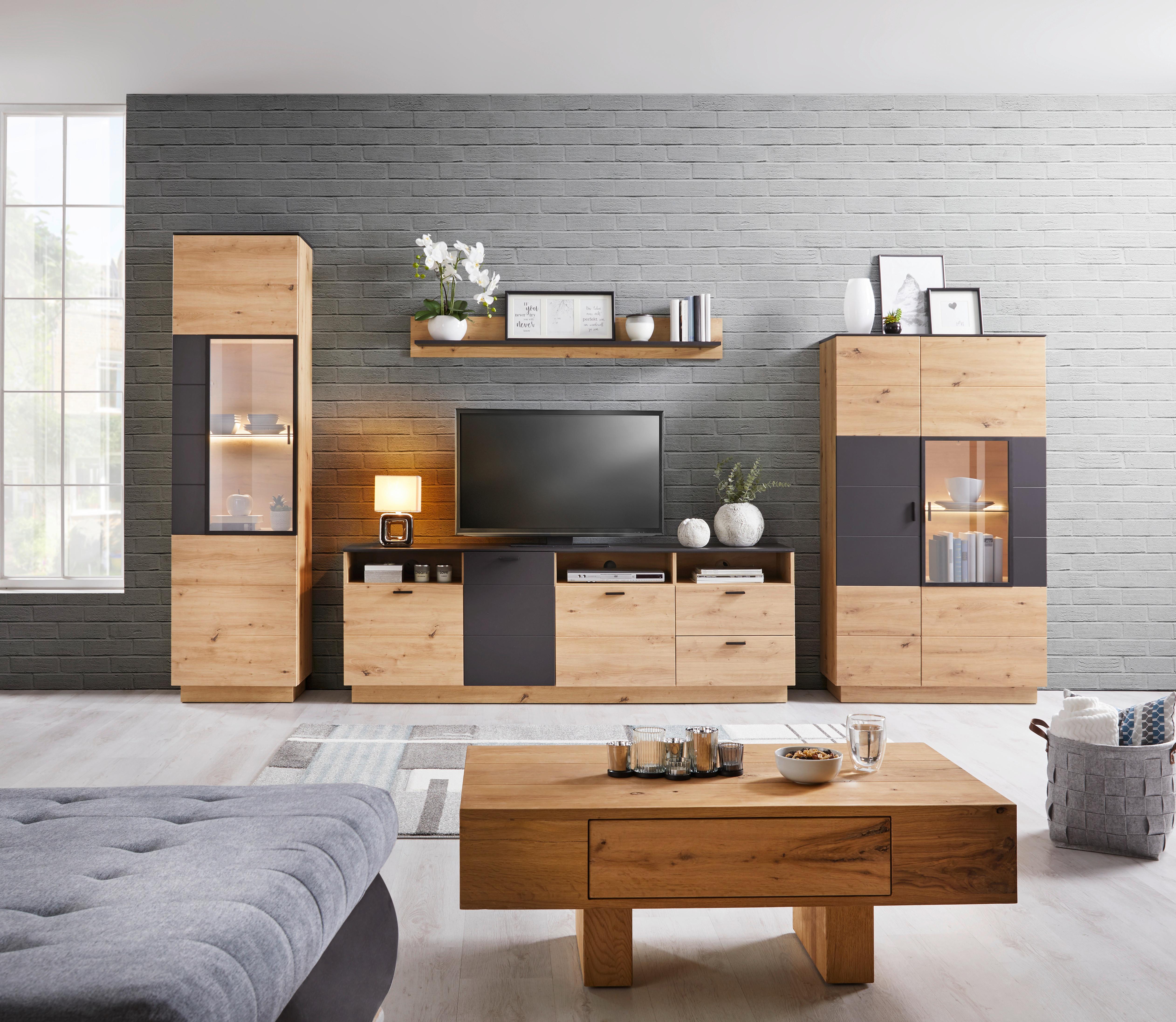 Poliță de perete Tonale - culoare lemn stejar/gri, Modern, material pe bază de lemn (107/19/21,6cm) - Modern Living