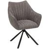 Armlehnstuhl Trient in Grau Chenille - Schwarz/Grau, MODERN, Textil/Metall (62/87/65cm) - Premium Living