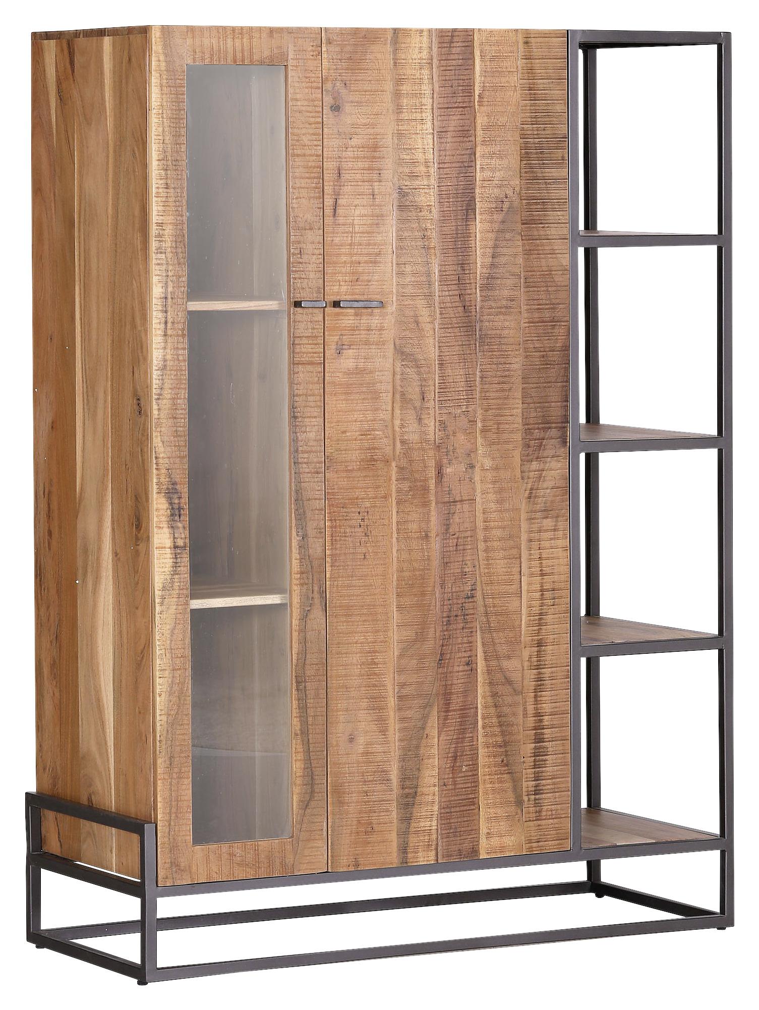 Highboard in Braun/Anthrazit - Anthrazit/Braun, MODERN, Glas/Holz (108/150/48cm) - Premium Living