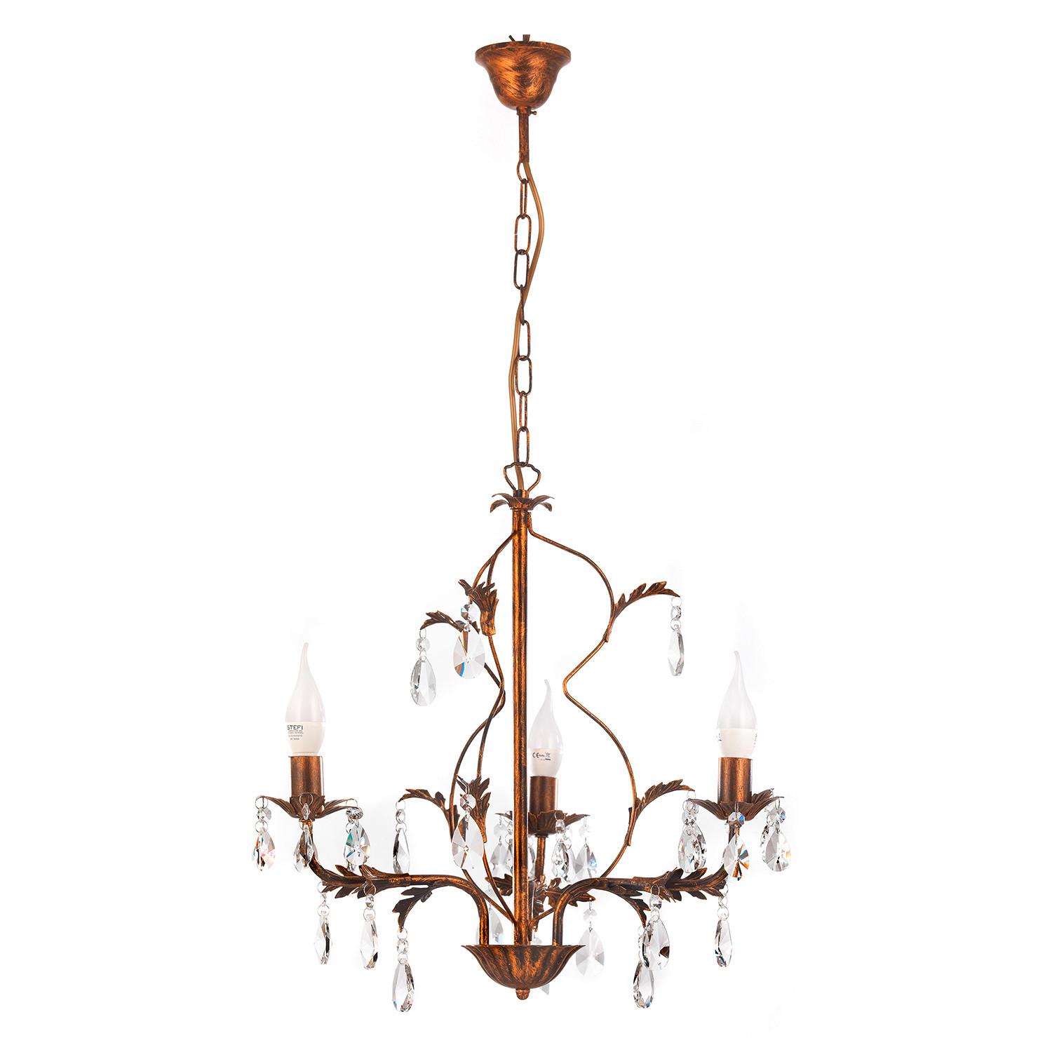 Kristall-Hängeleuchte Teresa Bronzefarben max. 6 Watt - Bronzefarben, KONVENTIONELL, Glas/Metall (40/100cm)