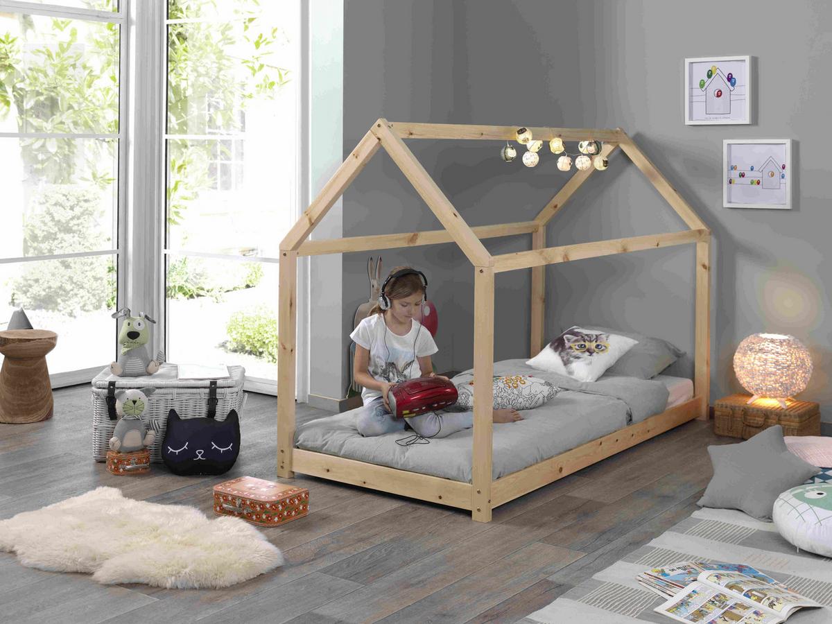 Hausbett Cabane 90x200 cm Kiefer Natur Echtholz - Kieferfarben, MODERN, Holz (90/200cm) - MID.YOU