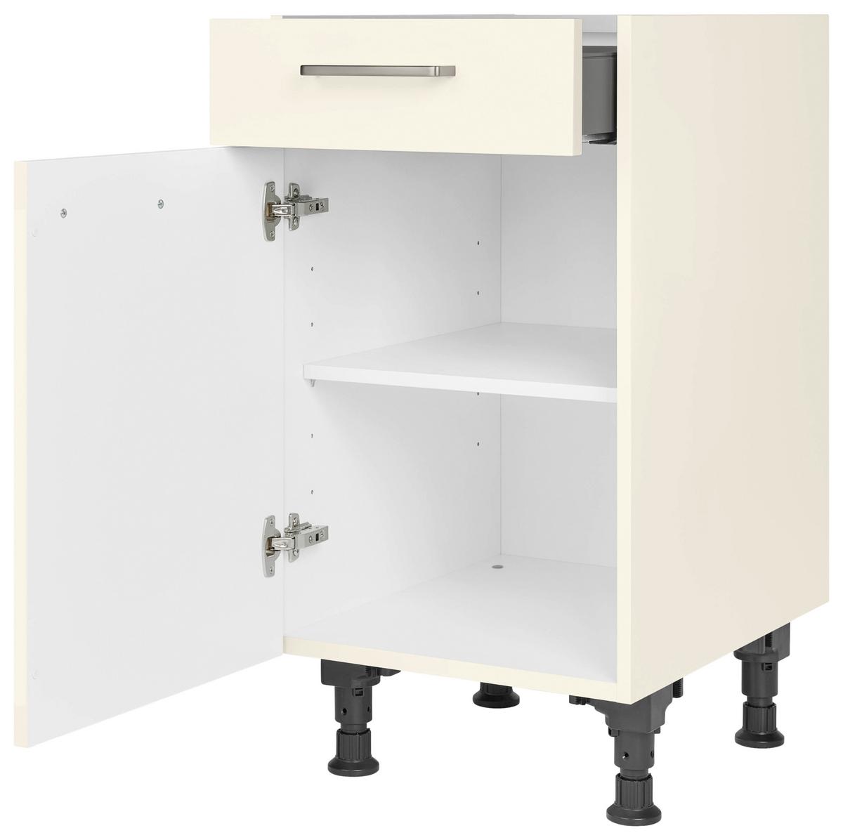 Schubkastenunterschrank Touch Magnolie - Edelstahlfarben/Magnolie, MODERN, Holzwerkstoff/Metall (45/87/56cm) - Nobilia